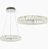 Photo 1 of ****STOCK PHOTO FOR FEFERENCE ONLY****Adjustable Integrated LED Metal/Crystal Chandelier, Contemporary Glam 4000K 24W Built-in Light for Kitchen Hallway Bathroom Commercial Office Living Room, Chrome/Clear