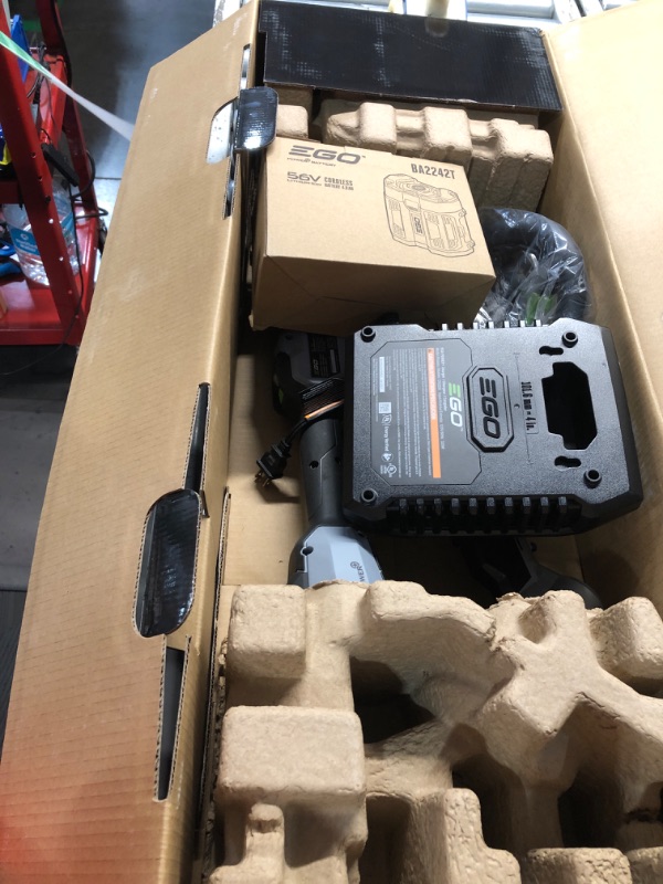 Photo 1 of EGO Power+ ST1623T 16-Inch 56-Volt Lithium-Ion Cordless POWERLOAD™ with LINE IQ™ Telescopic Carbon Fiber Straight Shaft String Trimmer, 4.0Ah Battery and Charger Included 16" Line IQ Trimmer w/4Ah Battery