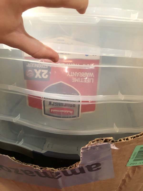 Photo 5 of ****ONE TOTE IS BROKEN****Rubbermaid Roughneck 50 Qt./47.3L Clear Storage Tote PACK OF 5 