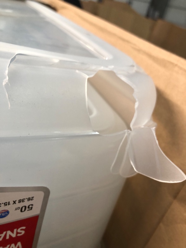Photo 1 of ****ONE TOTE IS BROKEN****Rubbermaid Roughneck 50 Qt./47.3L Clear Storage Tote PACK OF 5 