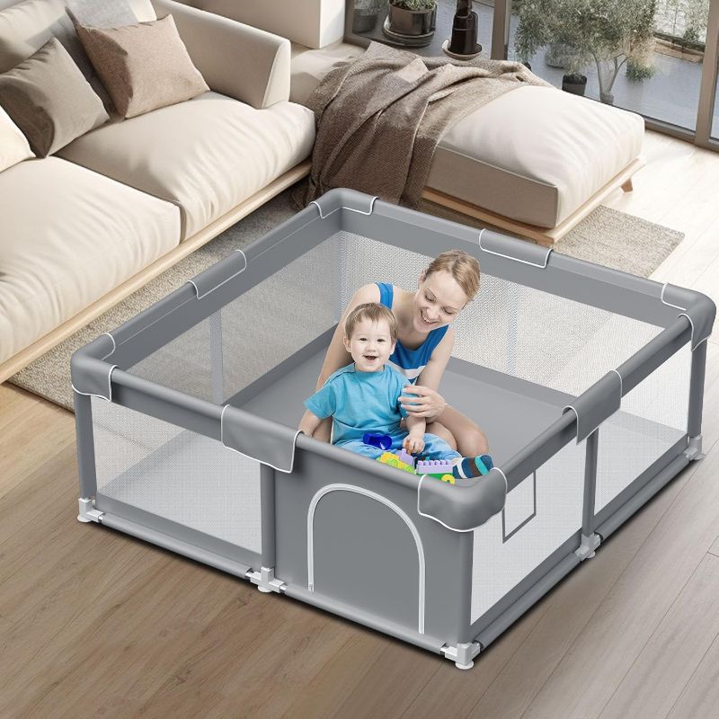 Photo 1 of *****STOCK PHOTO FOR REFERENECE ONLY****Baby Playpen Baby Play Pen for Babies and Toddlers Safe Anti-Fall Baby Play Yards Indoor & Outdoor Sturdy Safety Baby Activity Center with Soft Breathable Mesh Baby Fence 50×50 Inch
