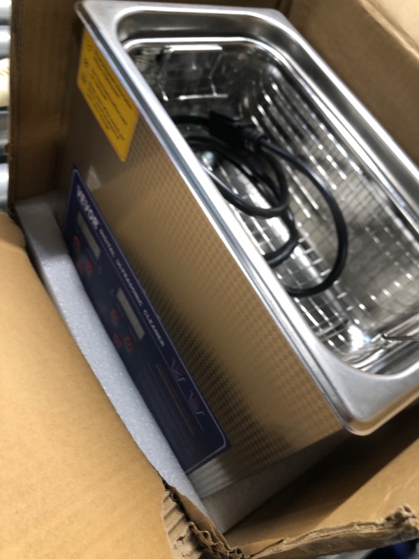 Photo 2 of VEVOR Professional Ultrasonic Cleaner, Easy to Use with Digital Timer & Heater, Stainless Steel Industrial Machine for Parts, 110V, FCC/CE/RoHS Certified (3L)