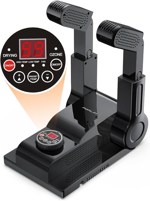 Photo 1 of [Upgraded Temperature Control] FORLIM Boot Dryer for Work Boots - Shoe Dryer with 24-Hour Delay Timer, Portable Glove Dryer & Boot Warmer, Automatic Shut-Off Timer, Folding Design, Smart Panel, Black