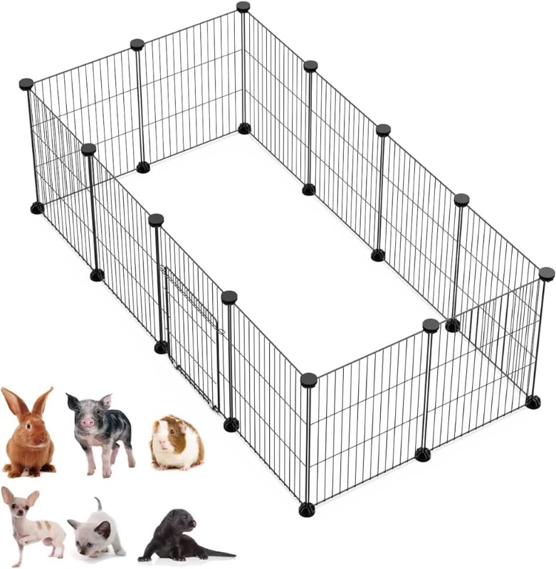 Photo 1 of ***USED - LIKELY MISSING PARTS - UNABLE TO VERIFY FUNCTIONALITY***
LANGXUN DIY Small Animal Pet Playpen with Door, Rabbit, Guinea Pig Cages, Puppy, Kitten Playpen | Indoor & Outdoor Portable Metal Wire Yard Fence, 12pcs Pet Panels