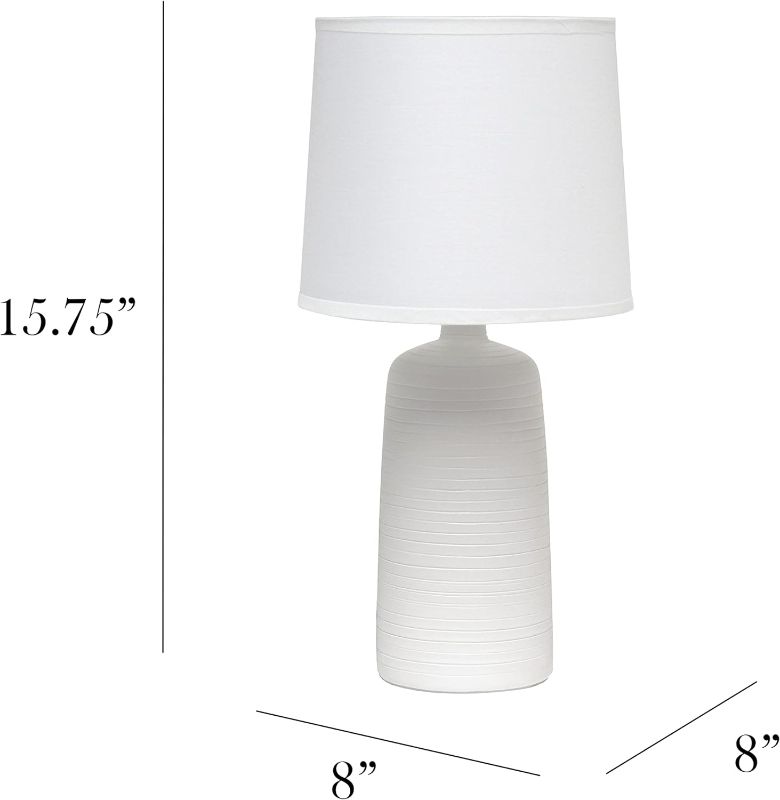 Photo 3 of (READ FULL POST) Simple Designs LT2085-OFF Textured Linear Pottery Ceramic Table Lamp, Off White Off-White 1