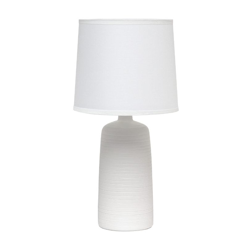 Photo 1 of (READ FULL POST) Simple Designs LT2085-OFF Textured Linear Pottery Ceramic Table Lamp, Off White Off-White 1