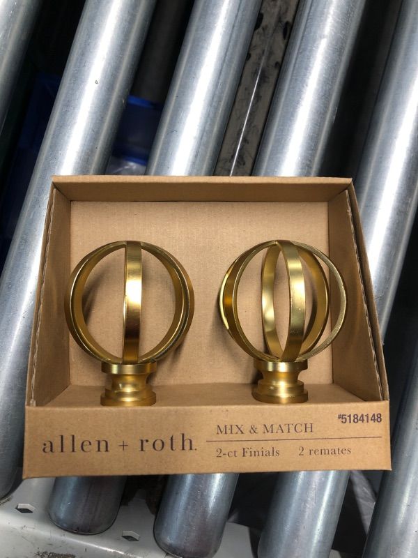 Photo 2 of (READ FULL POST) allen + roth 2-Pack Brushed Gold Steel Curtain Rod Finials