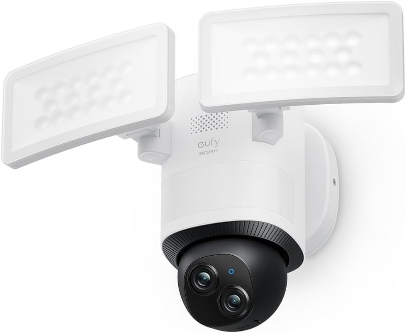 Photo 1 of eufy Security Floodlight Camera E340 Wired, Security Camera Outdoor, 360° Pan & Tilt, 24/7 Recording, 2.4G/5G Wi-Fi, 2000 LM, Motion Detection, Built-In Siren, Dual Cam, HB3 Compatible, No Monthly Fee
