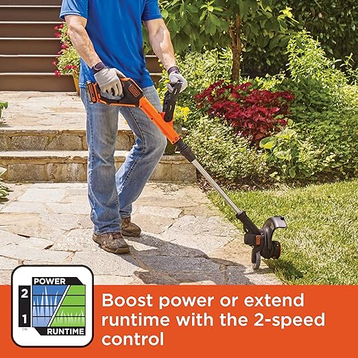Photo 1 of BLACK+DECKER LSTE525 20V MAX Lithium Easy Feed String Trimmer/Edger with 2Batteries WITH BLACK