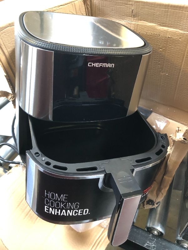 Photo 2 of CHEFMAN Large Air Fryer Max XL 8 Qt, Healthy Cooking, User Friendly, Nonstick Stainless Steel, Digital Touch Screen with 4 Cooking Functions, BPA-Free, Dishwasher Safe Basket, Preheat & Shake Reminder 8 QT SS Air Fryer