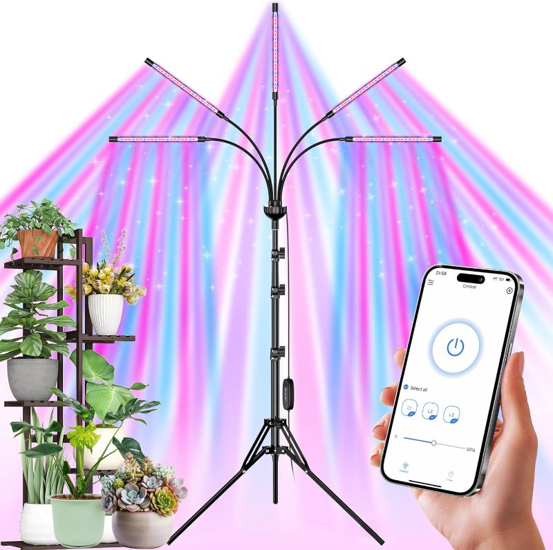 Photo 1 of Szspfq Grow Lights for Indoor Plant Full Spectrum,Smart Plant Light,Grow Lights for Seed Starting,Plant Lights for Indoor Growing,Grow Lamp,LED Grow Lights,Red Blue Light with 59''Tripod,APP Control
