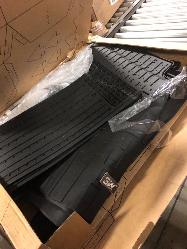 Photo 2 of 3W Floor Mats&Cargo Liner Fit Toyota Sienna 2021-2023 (Only for 7 Seat Without Spare Tire) TPE All Weather Custom Fit Floor Liner for Sienna 1st, 2nd and 3rd Row and Trunk Without Spare Tire, Black 1-3Row Floor Mats&Cargo Liner without Spare Tire