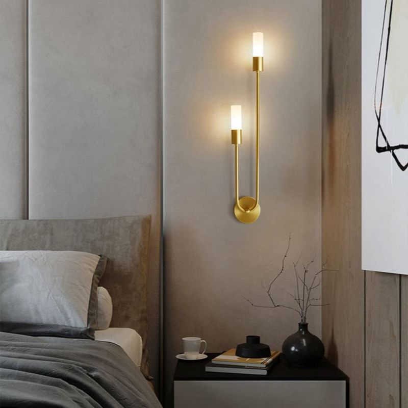 Photo 1 of Postmodern LED Wall Light Gold Indoor Decor Vanity Lamp Wall Sconce Long Strip Nordic Luxury Living Room Kitchen Hall Bedroom Bedside Reading Lamp 