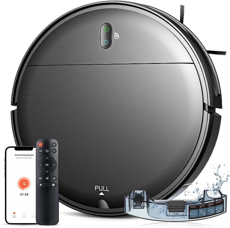 Photo 1 of Robot Vacuum and Mop Combo, WiFi/App/Alexa, Robotic Vacuum Cleaner with Schedule, 2 in 1 Mopping Robot Vacuum with Watertank and Dustbin, Self-Charging, Slim, Ideal for Hard Floor, Pet Hair, Carpet
