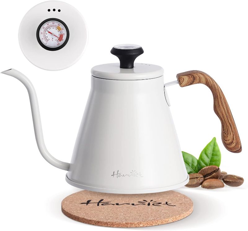 Photo 1 of harriet Gooseneck Kettle, 37oz (1.1L) Pour Over Kettle with Thermometer, Coffee Kettle for Stove Top with Anti-Hot Handle, Flow Spout Design For Drip Coffee
