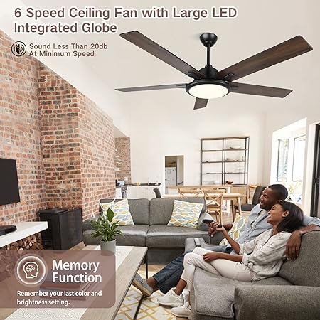Photo 1 of Ceiling Fans with Lights, 52 Inch Ceiling Fans with Remote Control, Double-sided Blades, 24db DC Reversible Motor, Dimmable Modern Ceiling Fan for Bedroom, Living Room, Tan Pine & Black Tan Pine 