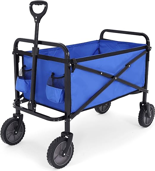 Photo 1 of  Folding Collapsible Utility Wagon Cart Outdoor Garden Shopping Camping Cart, Royal Blue
