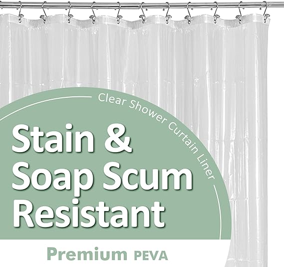 Photo 1 of Barossa Design Plastic Shower Liner Clear - Premium PEVA Shower Curtain Liner with Rustproof Grommets and 3 Magnets, Waterproof Cute Lightweight Standard Size Shower Curtains for Bathroom - Clear
