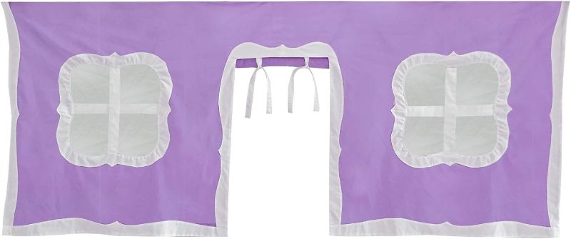 Photo 1 of Max & Lily Underbed Curtain for Low Bunk Bed/Low Loft Bed, Play Curtain for Kids, Cotton Privacy Curtain for Bottom Bunk, 2 Panel Curtain Set Purple/White
