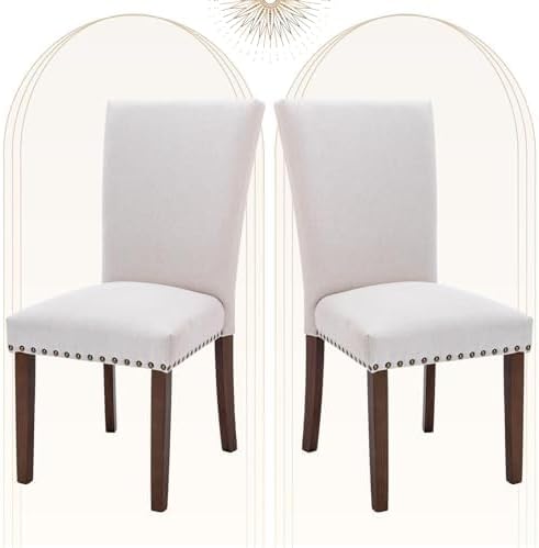 Photo 1 of COLAMY Upholstered Fabric Dining Chairs Set of 2, Parsons Dining Room Chairs
