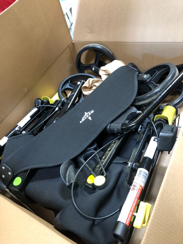 Photo 1 of Medline Premium Empower Folding Mobility Rollator Walker with Memory Foam Seat, Black, 300 lb. Weight Capacity, 8” Wheels, Cupholder,Rolling Walker for Mobility Impairment, Adjustable Handles