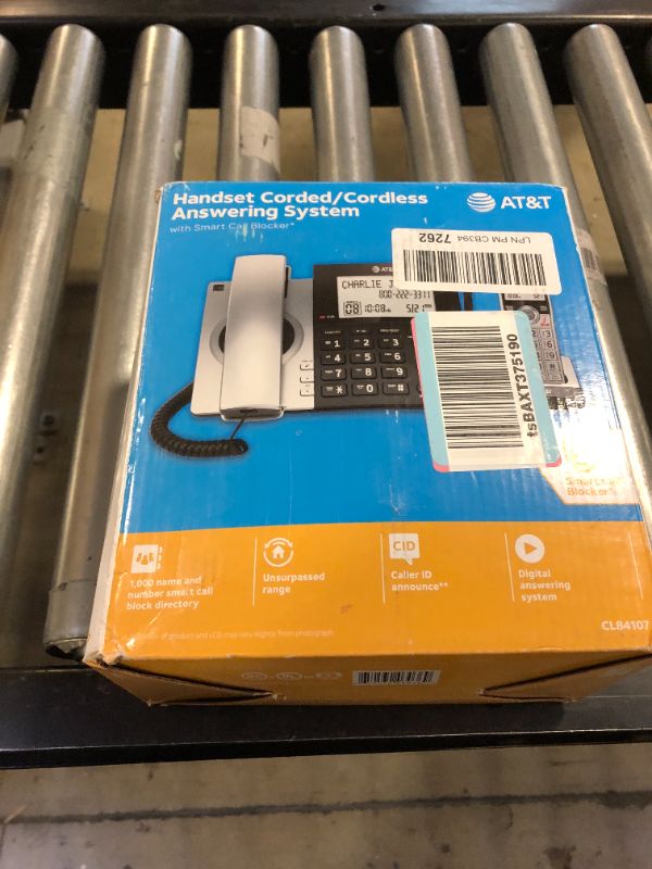 Photo 3 of AT&T CL84107 Dect 6.0 Expandable Corded/Cordless Phone with Smart Call Blocker Black/Silver with 1 Handset