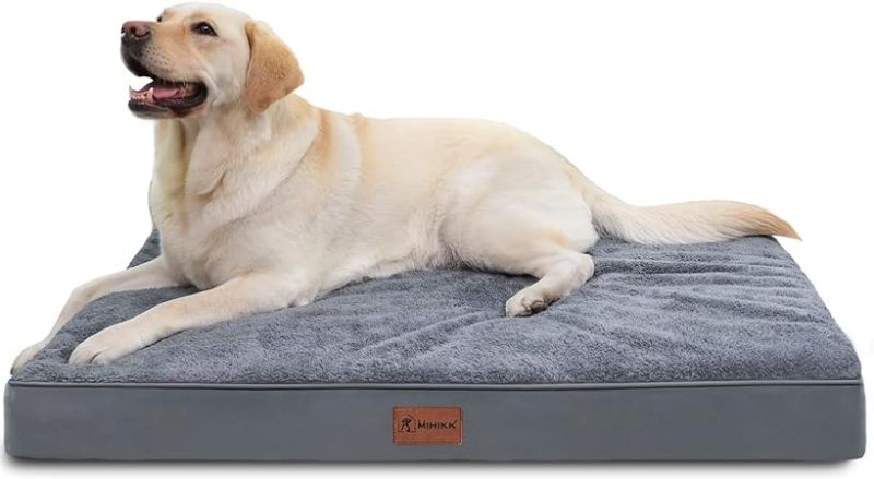 Photo 1 of MIHIKK Waterproof Dog Bed Medium Size Dog Orthopedic Dog Beds for Crate with Removable Washable Cover Egg-Crate Foam Pet Pad Mat with Anti-Slip Bottom, 36x23 Inch, Grey

