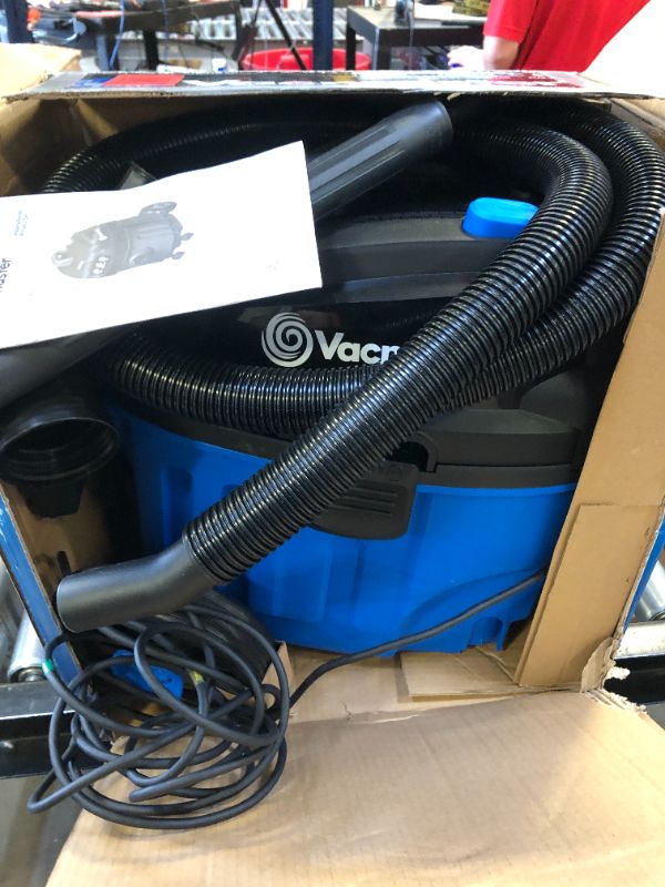 Photo 2 of Vacmaster 4 Gallon, 5 Peak HP with 2-Stage Industrial Motor Wet/Dry Floor Vacuum, VF408, Blue