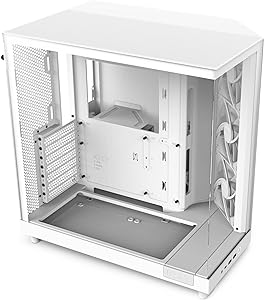 Photo 1 of NZXT H6 Flow | CC-H61FW-01 | Compact Dual-Chamber Mid-Tower Airflow Case | Panoramic Glass Panels | High-Performance Airflow Panels | Includes 3 x 120mm Fans | Cable Management | White White H6 Flow