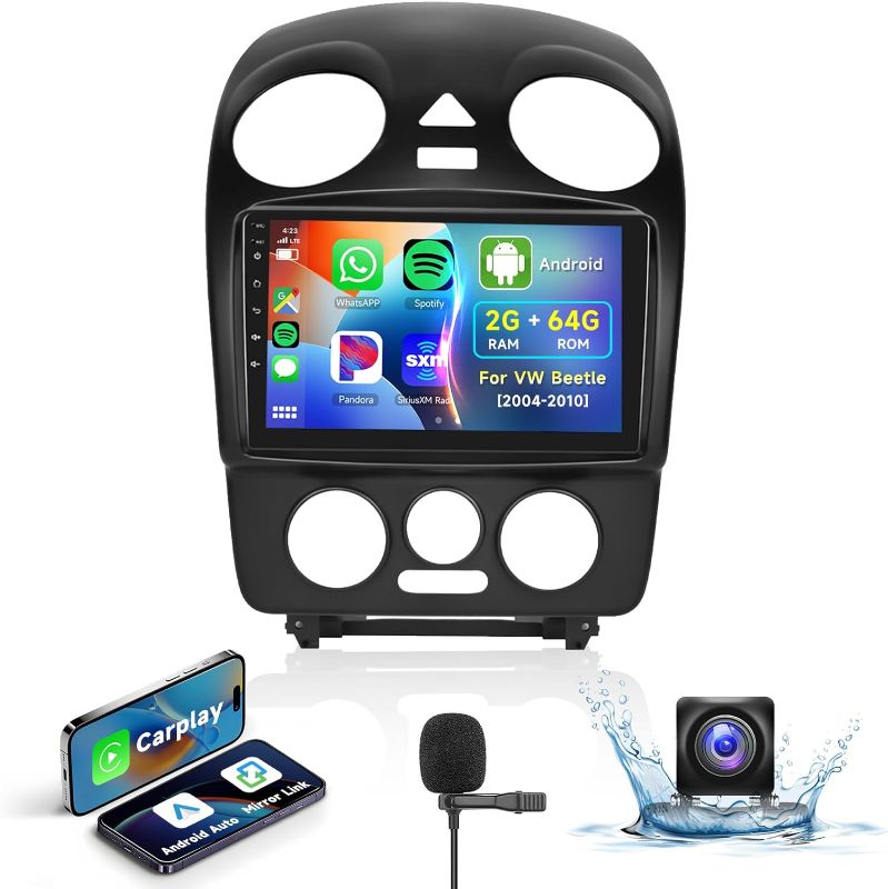 Photo 1 of 2G+64G Android Car Stereo Radio with Wireless Apple CarPlay Android Auto for VW Beetle 2004 2005 2006 2007 2008 2009 2010, podofo 9" Touchscreen Car Radio with Bluetooth GPS WiFi SWC USB Backup Camera
