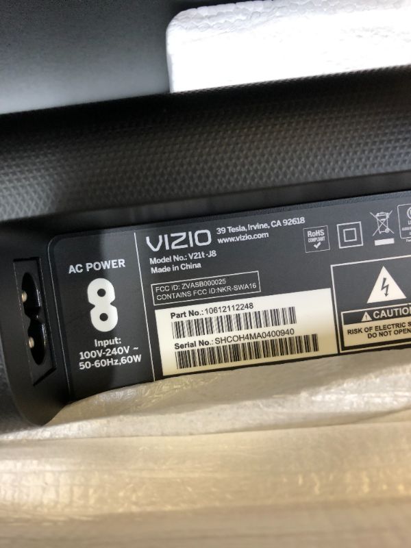 Photo 2 of VIZIO V-Series 2.1 Compact Home Theater Sound Bar with DTS Virtual:X, Bluetooth, Wireless Subwoofer, Voice Assistant Compatible, Includes Remote Control - V21t-J8 24-in Wireless Subwoofer 2.1