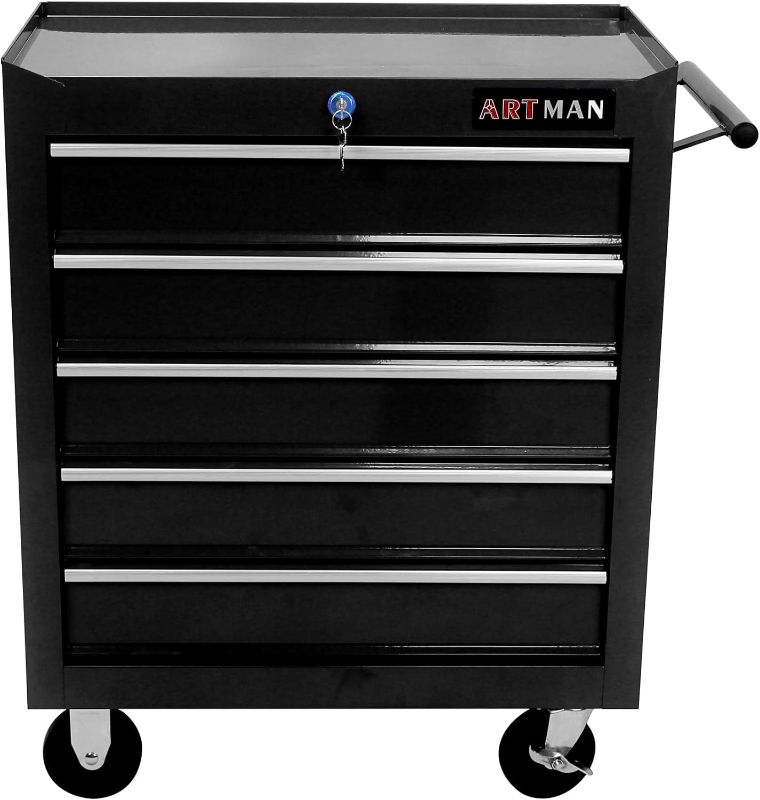 Photo 1 of 5-Drawer Rolling Tool Cart, Rolling Tool Box on Wheels, Lockable Home Repair Tool Storage Organizer, Tool Chest Cabinet for Mechanic, Garage
