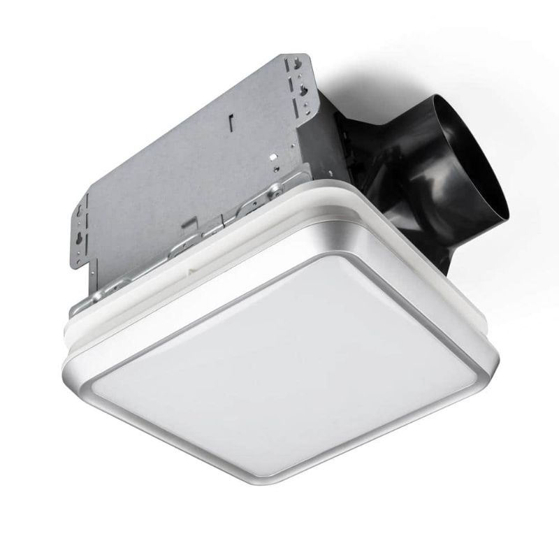 Photo 1 of Hampton Bay 160 CFM Ceiling Mount Room Side Installation Bathroom Exhaust Fan with LED Lighting and Night Light, Satin Nickel
