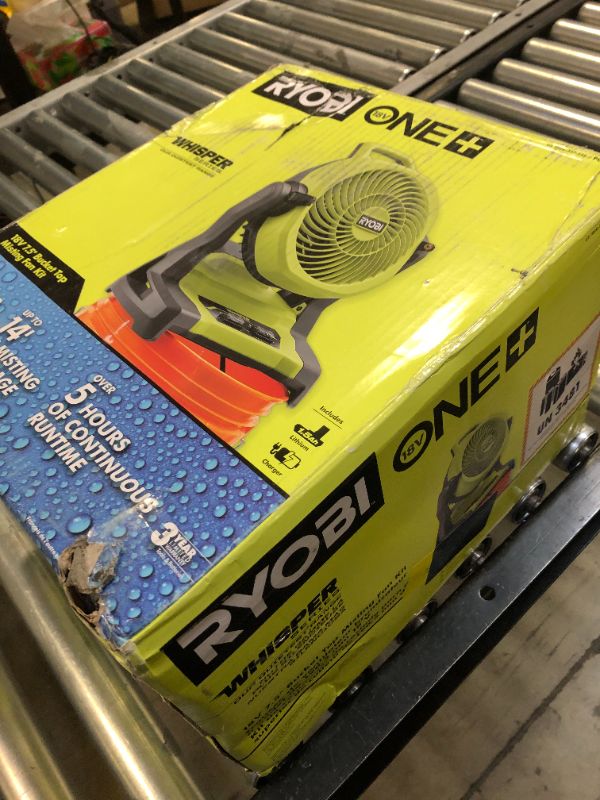 Photo 3 of Ryobi ONE+ 18V Cordless 7-1/2 in. Bucket Top Misting Fan Kit with 1.5 Ah Battery and Charger