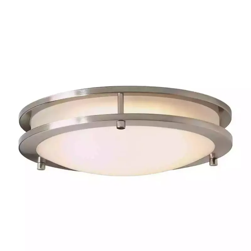 Photo 1 of Hampton Bay Flaxmere 12 in. Brushed Nickel Dimmable Integrated LED Flush Mount
