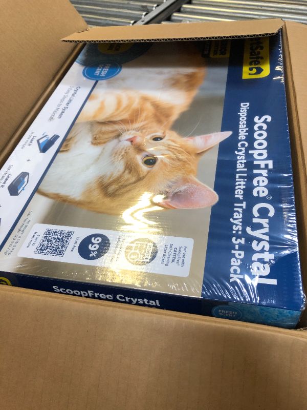Photo 2 of PetSafe ScoopFree Crystal Litter Tray Refills, Premium Blue Crystals, 3-Pack, Disposable Tray, Includes Leak Protection & Low Tracking Litter, Absorbs Odors On Contact
