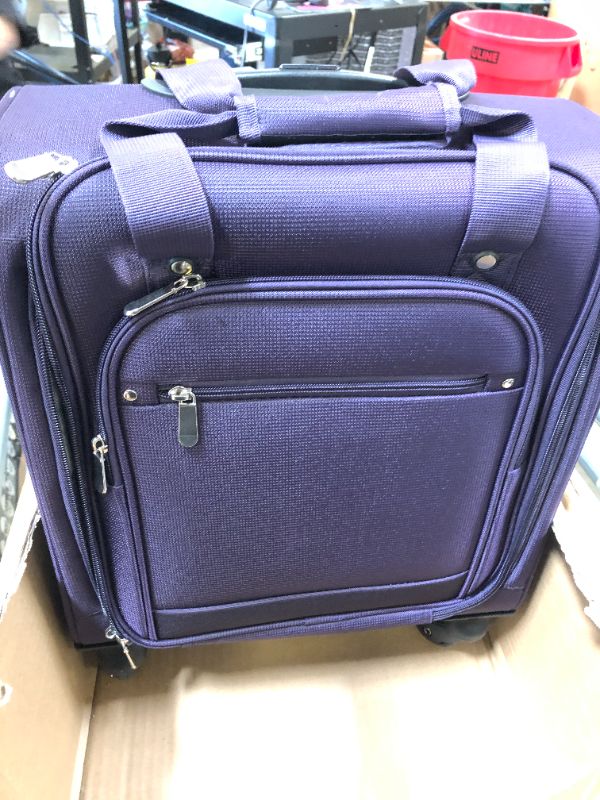 Photo 2 of Coolife Luggage Underseat Luggage Carry On Suitcase Softside Luggage Lightweight Rolling Travel Bag Spinner Luggage purple Underseat 14-Inch Plus