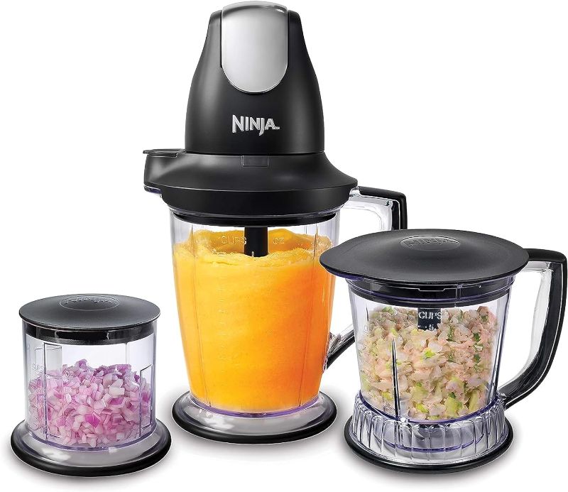 Photo 1 of Ninja QB1004 Blender/Food Processor with 450-Watt Base, 48oz Pitcher, 16oz Chopper Bowl, and 40oz Processor Bowl for Shakes, Smoothies, and Meal Prep,Black
