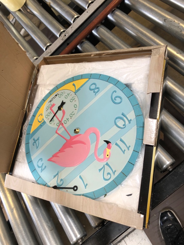 Photo 3 of Taylor Precision Products, Flamingo Poly Resin Indoor and Outdoor Clock and Thermometer, 14 Inch, Multi-Color