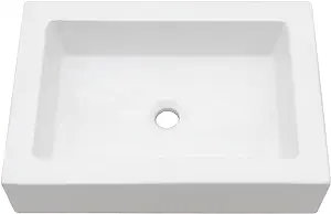 Photo 1 of Lordear Rectangular Bathroom Vessel Sink 24X14 Inches White with Black Rim Ceramic Sink Above Counter Bathroom Sink Lavatory Vanity 24"x14" A - White