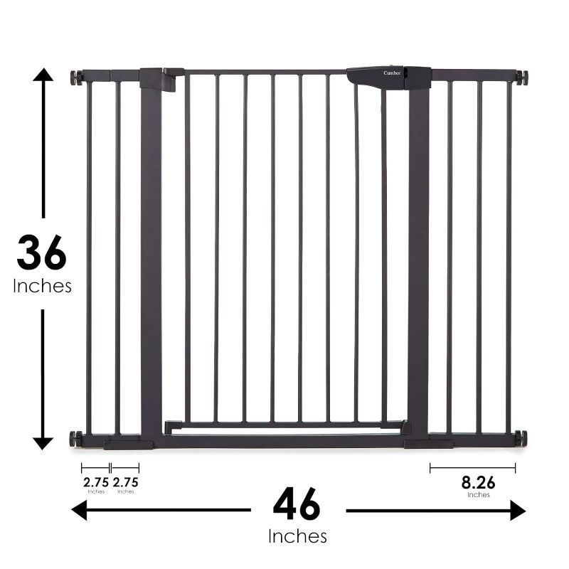 Photo 6 of (READ FULL POST) Cumbor 36" Extra Tall Baby Gate for Dogs and Kids with Wide 2-Way Door, 29.7"- 46" Width, and Auto Close Personal Safety for Babies and Pets, Fits Doorways, Stairs, and Entryways, White White 29.7-46" W x 36" H BLACK