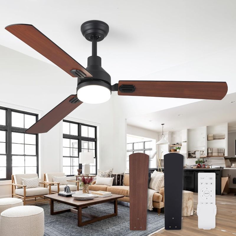 Photo 2 of  52 Inch Ceiling Fan with Light Remote Control, Indoor and Outdoor LED Ceiling Fans, 3 Color Temperatures, Quiet Reversible DC Motor, Dual Finish Blades?