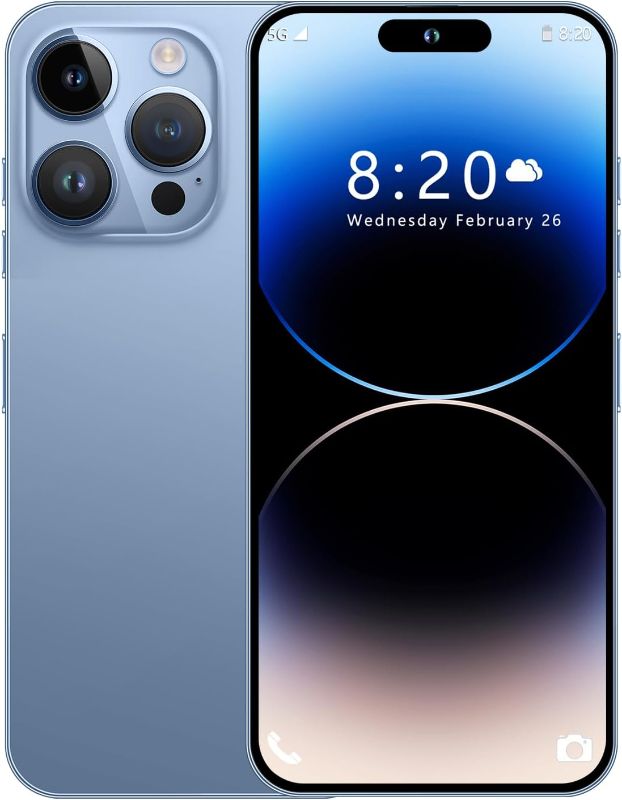 Photo 1 of **SEE NOTES** 
I14 Pro MAX Unlocked Cell Phone,Smartphone Long Battery Life 6.82" HD Screen Unlocked Phones, 6+256GB Android 13.0 with 128G Memory Card, Dual SIM/Fingerprint Lock/Face ID/GPS (Blue)
