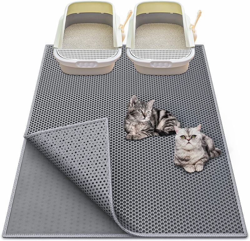 Photo 1 of ***USED - LIKELY MISSING PARTS - UNABLE TO VERIFY FUNCTIONALITY***
Cat Litter Mat 36"x 30", Washable Cat Litter Trapping Mat, Extra Large XL Honeycomb Double Scatter Control Layer Mat, Urine & Waterproof Kitty Litter Mat, Easy Clean, Phthalate Free, Grey
