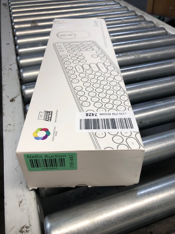 Photo 1 of Wireless Keyboard and Mouse, Typewriter Full Size Keyboard with Number Pad and 2 in 1 USB Connected Mouse for Windows 7/8/10, Laptop, Desktop, PC, Computer (Dark-Blue) Dark Blue