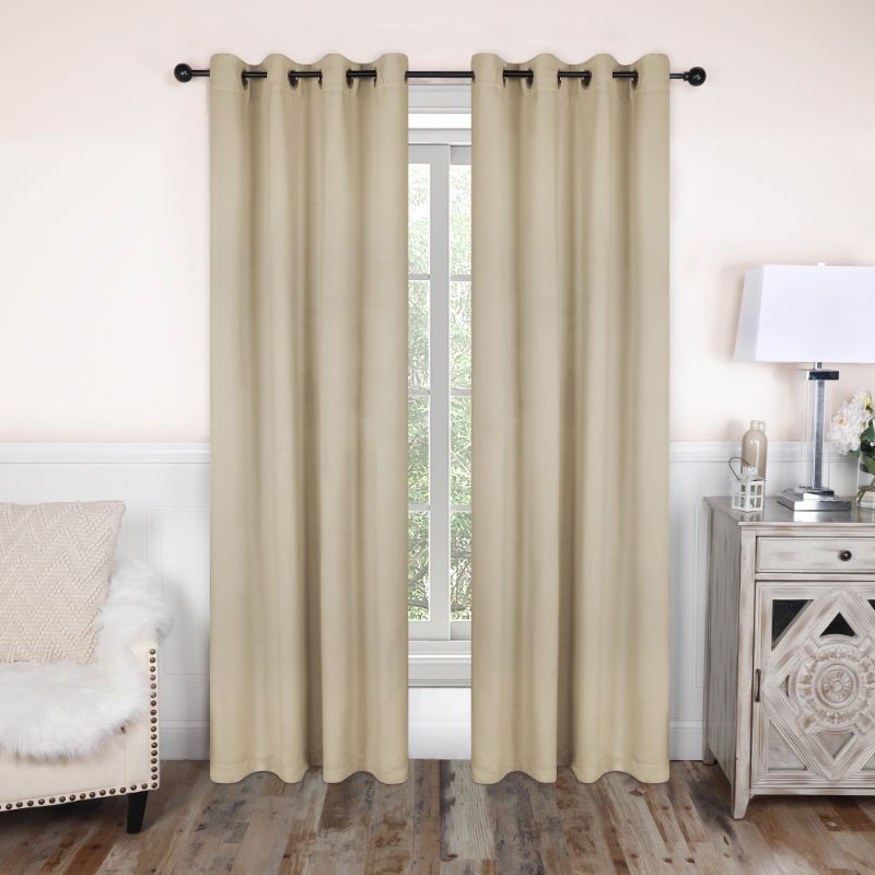 Photo 2 of  2 Panels Weighted Blackout Curtains Beige  52" x 84"