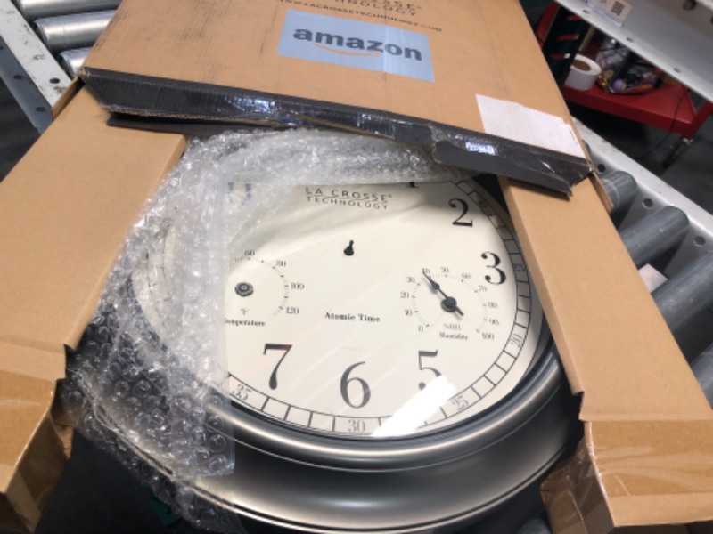 Photo 2 of ***USED***La Crosse Technology 404-00237-INT 18" Atomic Outdoor Clock with Thermometer & Hygrometer
