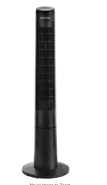 Photo 1 of (READ F40 in. 3 Speed Remote Control Oscillating Tower Fan in Black
