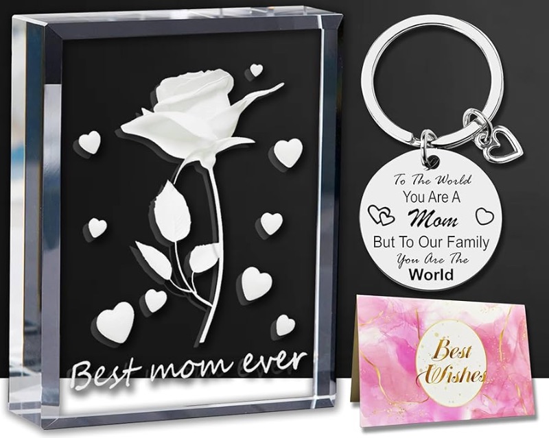 Photo 1 of ***FACTORY SEALED*** Birthday Mom Gifts from Daughter, Mom 3D Flower Crystal Keepsake Key Chain Gifts, Best Mom Ever Gifts from Son Daughters - Birthday Gifts for Mom from Children