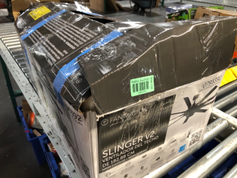 Photo 1 of *SEE NOTES* Fanimation Studio Collection Slinger v2 72-in Matte Black Color-changing Integrated LED Indoor/Outdoor Ceiling Fan with Light and Remote (9-Blade)
